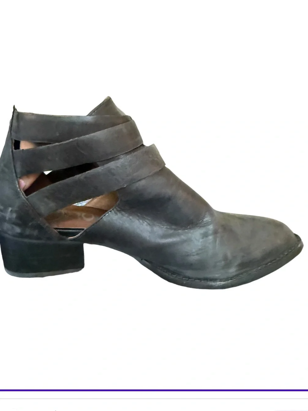 Ibiza Last Jeffrey Campbell Black Leather Cutout Ankle Boots 8.5 Gunmetal Buckle